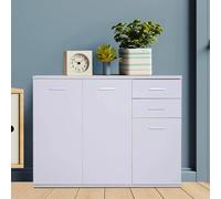 DecHome - Mobile Soggiorno Moderno 106x76h in Legno con 3 Ante e 2 Cassetti colore Bianco