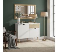 Mobile Soggiorno Moderno 99x82h Legno 1 Anta e 2 Cassetti Bianco DecHome