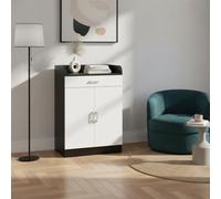 DecHome - Mobile Soggiorno Moderno Cassetto e Ripiano Regolabile 60x40x90cm colore Bianco e Nero