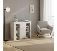 DecHome Mobile Soggiorno Moderno Mensole in Vetro colore Bianco