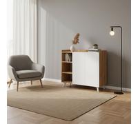 DecHome Mobile Soggiorno Scandinavo 2 Ante 90x35x82 cm Rovere e Bianco