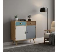 milani home Mobiletto 2 Cassetti E 2 Ante Colorati Stile Industriale Cm 80x35x83 H per Interno Camera Cameretta Salotto Ingresso Cucina