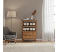 DecHome Mobile Soggiorno Vintage 4 Cassetti e 4 Ripiani Legno