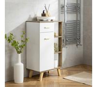 DecHome Mobiletto Bagno 1 Anta 1 Cassetto 2 Ripiani 50x30x89 cm Bianco