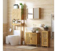 DecHome Mobiletto Bagno 1 Anta 30x19,9x70 cm in Bambù Legno Naturale