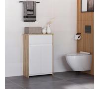DecHome Mobiletto Bagno 2 Ante 1 Cassetto Moderno 60x30x90 cm Bianco/Legno