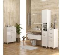 DecHome Mobiletto Bagno 2 Ante 2 Cassetti 60x30x93 cm Bianco