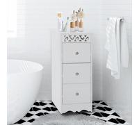 DecHome Mobiletto Bagno 3 Cassetti Shabby Chic Dimensioni 29,8x29,8x68,5 cm colore Bianco