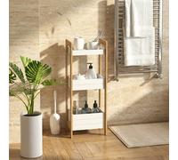 DecHome Mobiletto Bagno 3 Ripiani 27,5x20,8x74 cm Bianco/Bambù