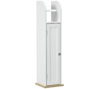 DecHome Mobiletto Bagno Salvaspazio 1 Anta e Porta Rotolo 20x20x80 cm Bianco