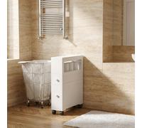 DecHome Mobiletto Bagno Salvaspazio 2 Cassetti 16x52x71,5 cm Bianco