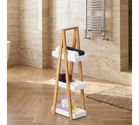 DecHome Mobiletto Bagno Salvaspazio 3 Ripiani 30x18x81 cm Legno Naturale/Grigio