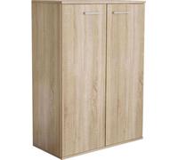 Mobiletto basso multiuso contenitore arredo interno con 2 ante battenti e 3 ripiani interni di colore Quercia chiaro mod. River