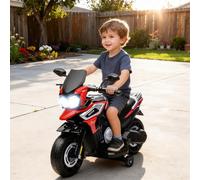 DecHome Moto Elettrica Bambini con Rotelle e Specchietti 85.5x44.5x56 cm Rosso