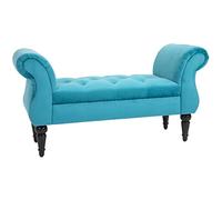DecHome - Panca con Braccioli Poggiapiedi Per Camera da Letto Velluto 117L x 40P x 58A cm Blu