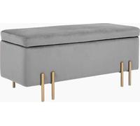DecHome Panca Contenitore Fondo Letto 100x40x42 cm Legno e Tessuto Grigio Chiaro