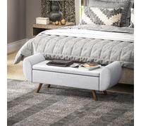 DecHome Panca Contenitore Fondo Letto con Braccioli 132x42x50 cm Grigio