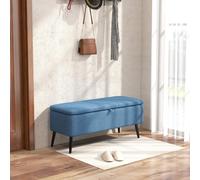 DecHome Panca Contenitore Fondo Letto Design Moderno Imbottita 102x40x44 cm Blu