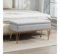 DecHome Panca Contenitore Fondo Letto Moderna in Tessuto 100x40x49 Grigio