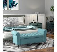DecHome Panca Contenitore Fondo Letto Retrò Imbottita in Velluto Verde