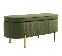 DecHome Panca Contenitore Ovale 72L con Coperchio Sollevabile Verde