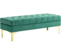 DecHome Panca Fondo Letto Design Retr 118x45x42 cm in Tessuto Effetto Velluto colore Verde Scuro - 1DGJ636