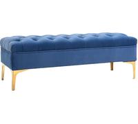 DecHome Panca Fondo Letto Design Retrò 118x45x42A cm in Velluto e Metallo colore Blu - 163V01831