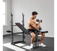 DecHome Panca Palestra Multifunzione Regolabile con Rack 155x106x202 cm Nero