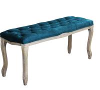DecHome Panca Retrò 110x36 cm Velluto e Legno Blu Pantelleria