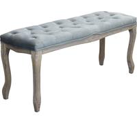 Panca Retrò 110x36 cm Velluto e Legno Grigio Pantelleria VivaGarden