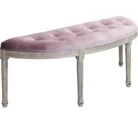 DecHome Panca Retrò 125x45 cm Velluto e Legno Rosa Fanker