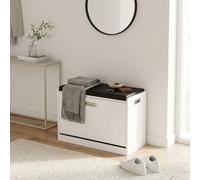 DecHome Panca Scarpiera 1 Anta a Ribalta Dimensioni 60x29,5x48 cm Bianco/Nero