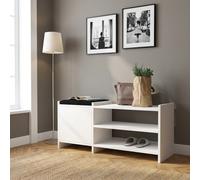 DecHome Panca Scarpiera 1 Anta Battente 2 Ripiani 100x35x44 cm Bianco Sunno