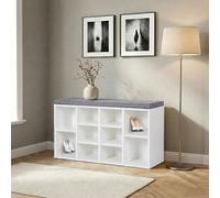 DecHome Panca Scarpiera 10 Ripiani 104x30x48 cm Bianco/Grigio
