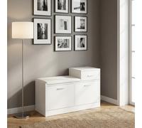 DecHome Panca Scarpiera 2 Ante a Ribalta 1 Cassetto 94.5x30x57 cm Bianco