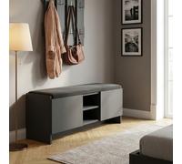 DecHome Panca Scarpiera 2 Ante Battenti 2 Ripiani Dimensioni 110x37x43 cm colore Antracite - Zulla