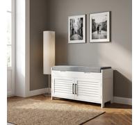Panca Scarpiera 2 Ante Battenti 90x36x50 cm Bianco/Grigio DecHome