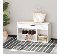 DecHome - Panca Scarpiera 2 Ripiani 1 Vano superiore a Scomparsa Dimensioni 80x30x47 cm Bianco