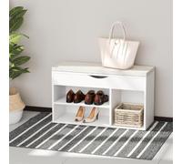 DecHome - Panca Scarpiera 2 Ripiani 1 Vano superiore a Scomparsa Dimensioni 80x30x47 cm Bianco