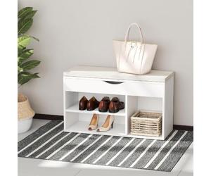DecHome - Panca Scarpiera 2 Ripiani 1 Vano superiore a Scomparsa Dimensioni 80x30x47 cm Bianco
