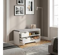 DecHome Panca Scarpiera 2 Ripiani 2 Cassetti 80.5x30.5x43.5 cm Bianco