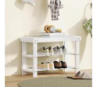 DecHome - Panca Scarpiera 2 Ripiani in Bambù Dimensioni 70x28x45 cm Bianco