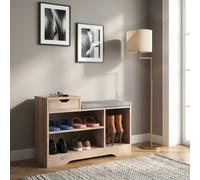 DecHome Panca Scarpiera 3 Ripiani 1 Cassetto 76.5x30x52 cm Grigio
