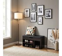 DecHome Panca Scarpiera 3 Ripiani 1 Vano superiore 80x30x45 cm Noce Scuro/Nero