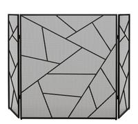 DecHome Parascintille Camino Pieghevole a 3 Pannelli 135x1.2x85cm Nero 520BKS501