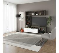 DecHome Parete Attrezzata 170x41x170 Coffee/Bianco Leo