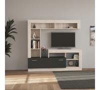PARETE ATTREZZATA MENSOLA TV VANI LIBRERIA NERO PINO 170x42x181,5 MOD.LEONARD
