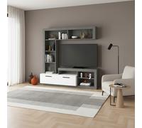 DecHome Parete Attrezzata 171x42x171 Cemento Bianco Leo