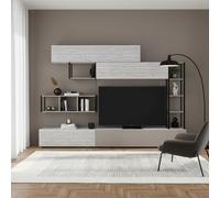 DecHome Parete Attrezzata 260x40x30 Tortora e White Tronador