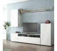 DecHome Parete Attrezzata in Truciolato cm 207x34x170 h Bianco e Cemento